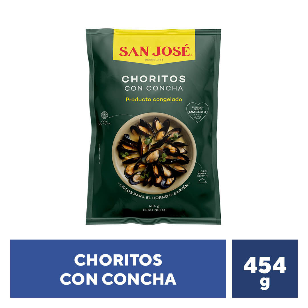 Choritos Congelados con Concha 454g San José