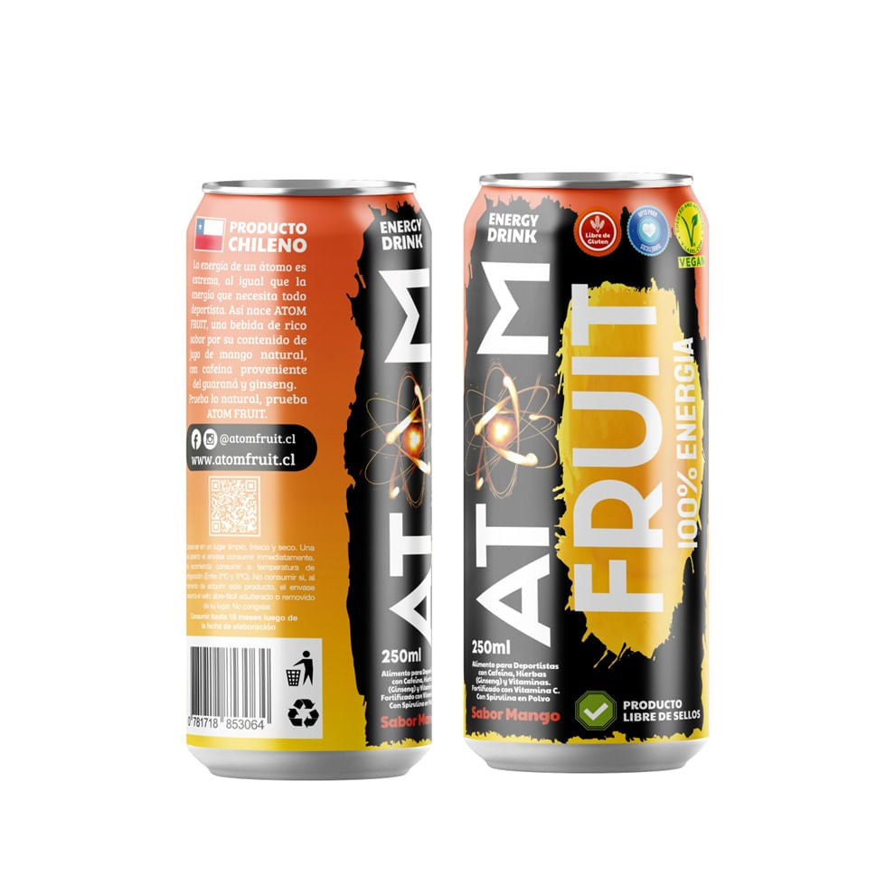 Bebida Energética Mango 250ml Atom Fruit