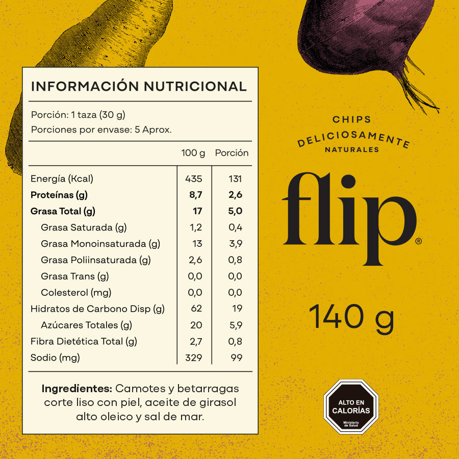 Chips de Papas, Camote y Betarraga 140g Flip