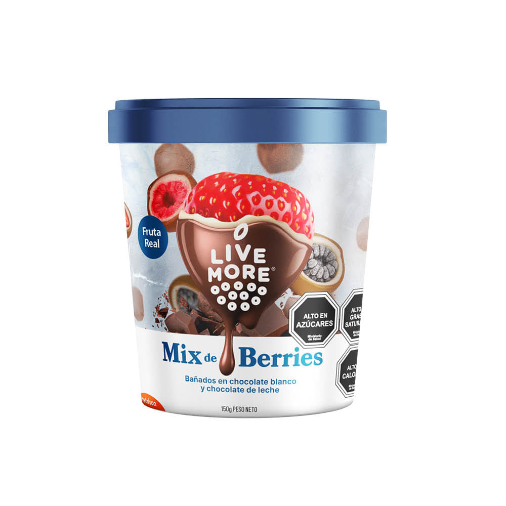Mix de Berries Bañados con Chocolate Blanco y Chocolate de Leche 150G Livemore
