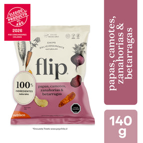 Chips de Papas, Camote, Zanahoria y Betarraga 140g Flip