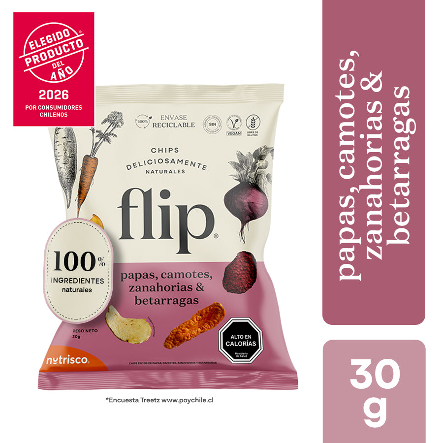 Chips de Papas, Camote, Zanahoria y Betarraga 30g Flip