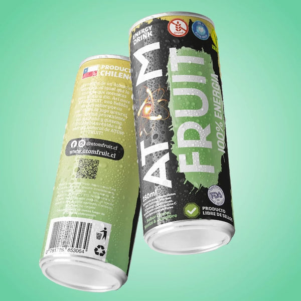 Bebida Energética Limón Menta Jengibre 250ml Atom Fruit