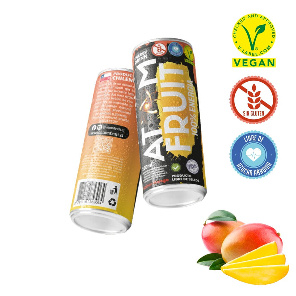 Bebida Energética Mango 250ml Atom Fruit