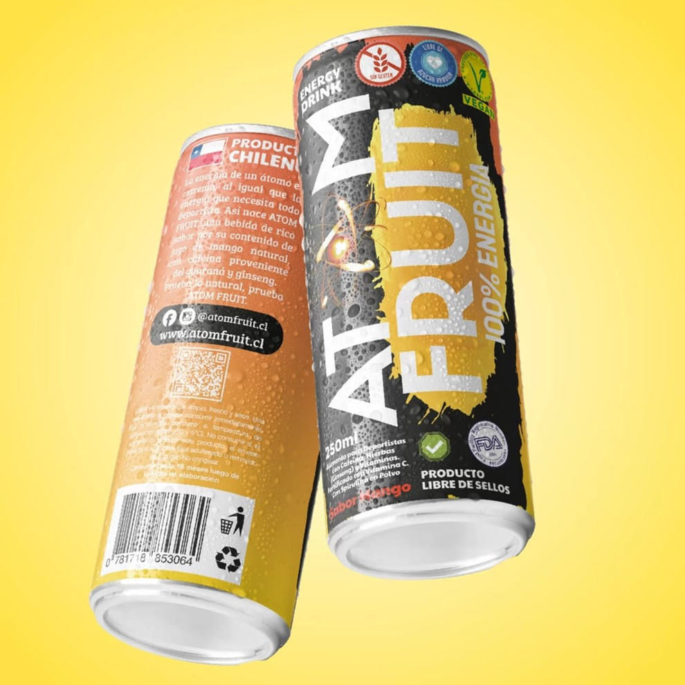 Bebida Energética Mango 250ml Atom Fruit