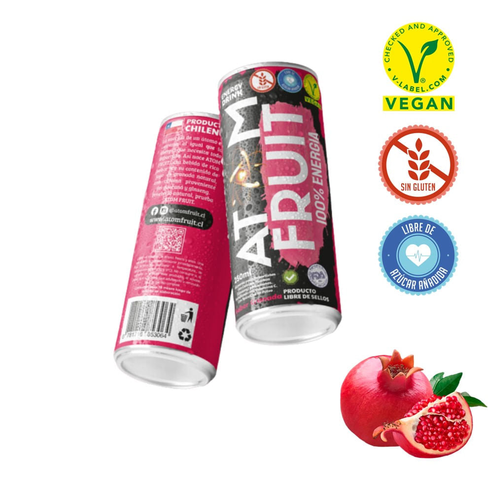 Bebida Energética Granada 250ml Atom Fruit
