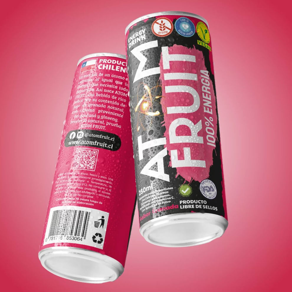 Bebida Energética Granada 250ml Atom Fruit