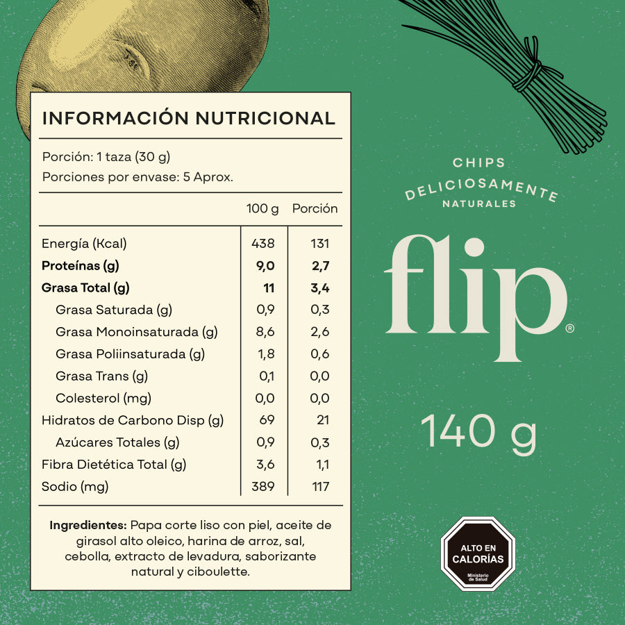 Chips de Papas Ciboulette 140g Flip