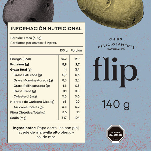 Chips de Papas con Sal de Mar 140g Flip