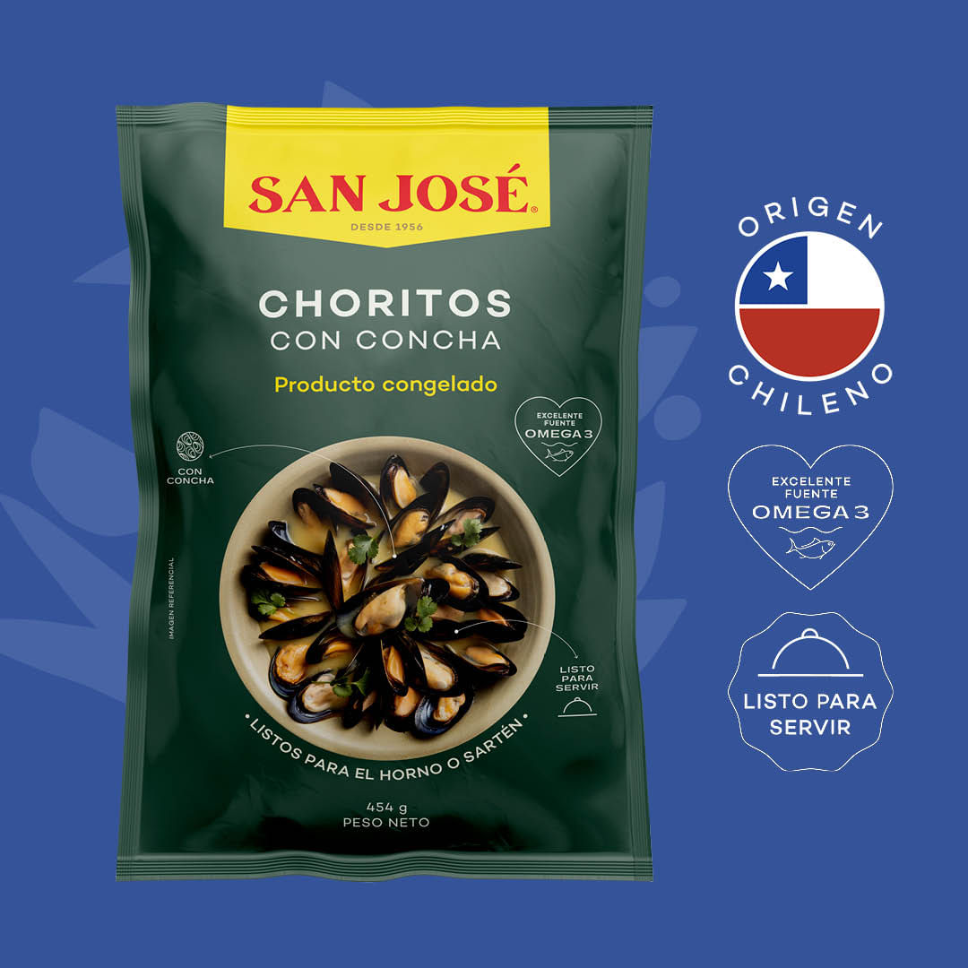 Choritos Congelados con Concha 454g San José