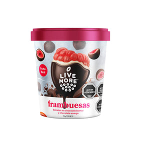 Frambuesas Bañadas con Chocolate Blanco y Chocolate Amargo 150G Livemore