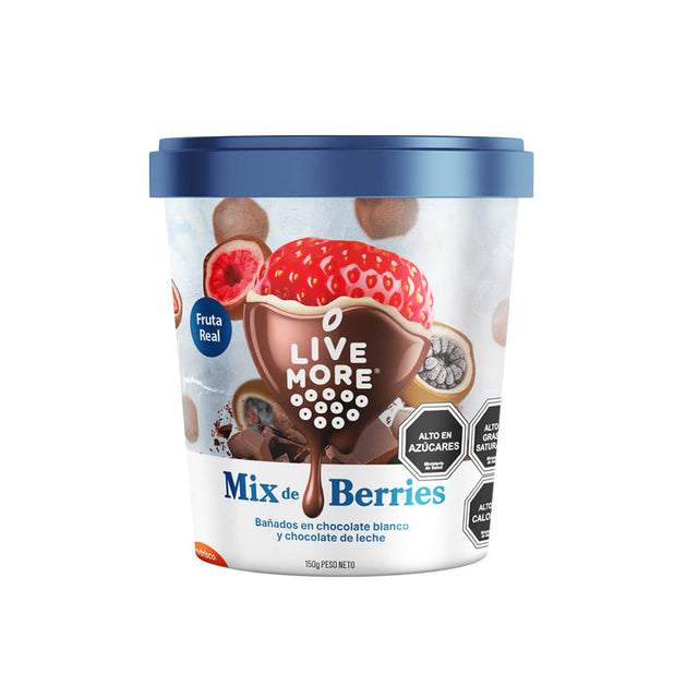 Mix de Berries Bañados con Chocolate Blanco y Chocolate de Leche 150G Livemore