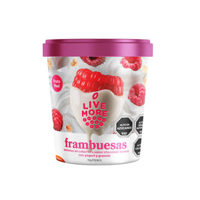 Frambuesas Bañadas con Chocolate Blanco con Yogurt y Granola 150G Livemore
