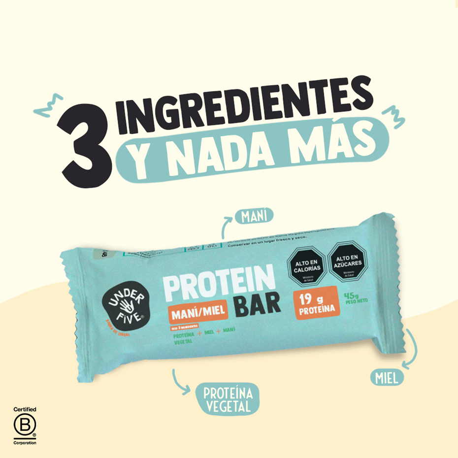Barras Protein Maní Miel 225g (5un) Under Five