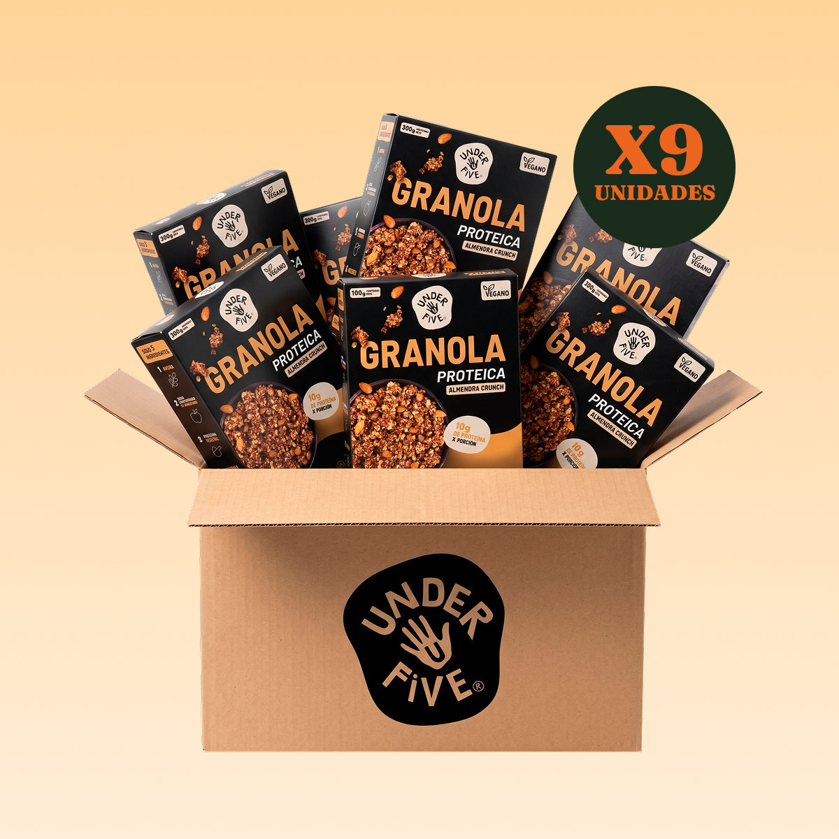 Caja Master Granola Proteica de Almendras 300g (9un) Under Five