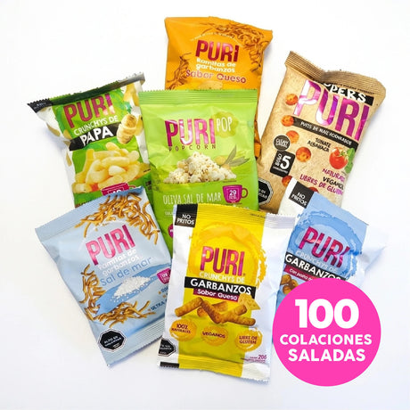 Pack Colaciones Snacks Salados (100 un) Puri